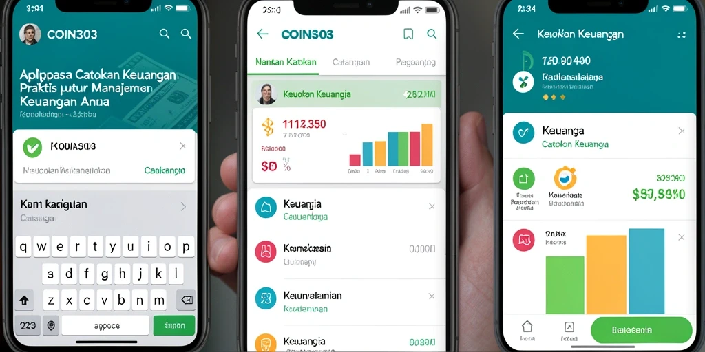 Screenshot COIN303 menampilkan antarmuka Catatan Keuangan yang menarik dan fungsional.