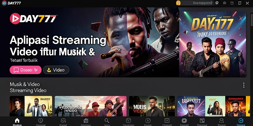 Tampilan antarmuka DAY777 yang ramah pengguna untuk Streaming Video.
