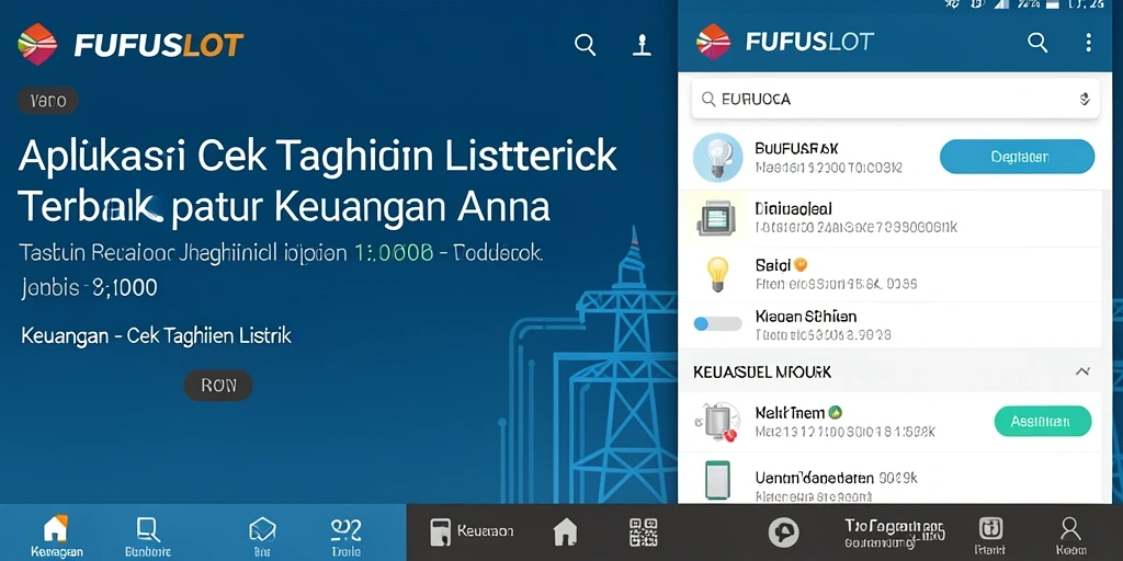 Screenshot utama FUFUSLOT menunjukkan antarmuka cek tagihan listrik yang sederhana.