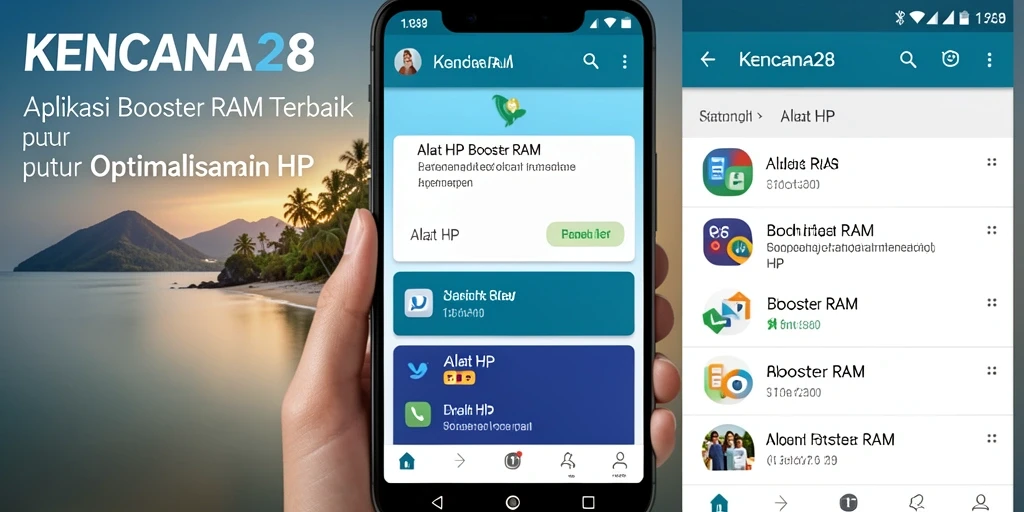 Tampilan antarmuka KENCANA28 yang sederhana dan fungsional untuk Booster RAM.