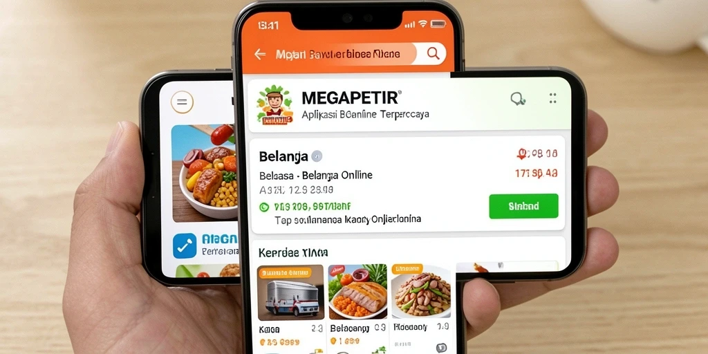 Interface MEGAPETIR yang mudah digunakan untuk belanja online.